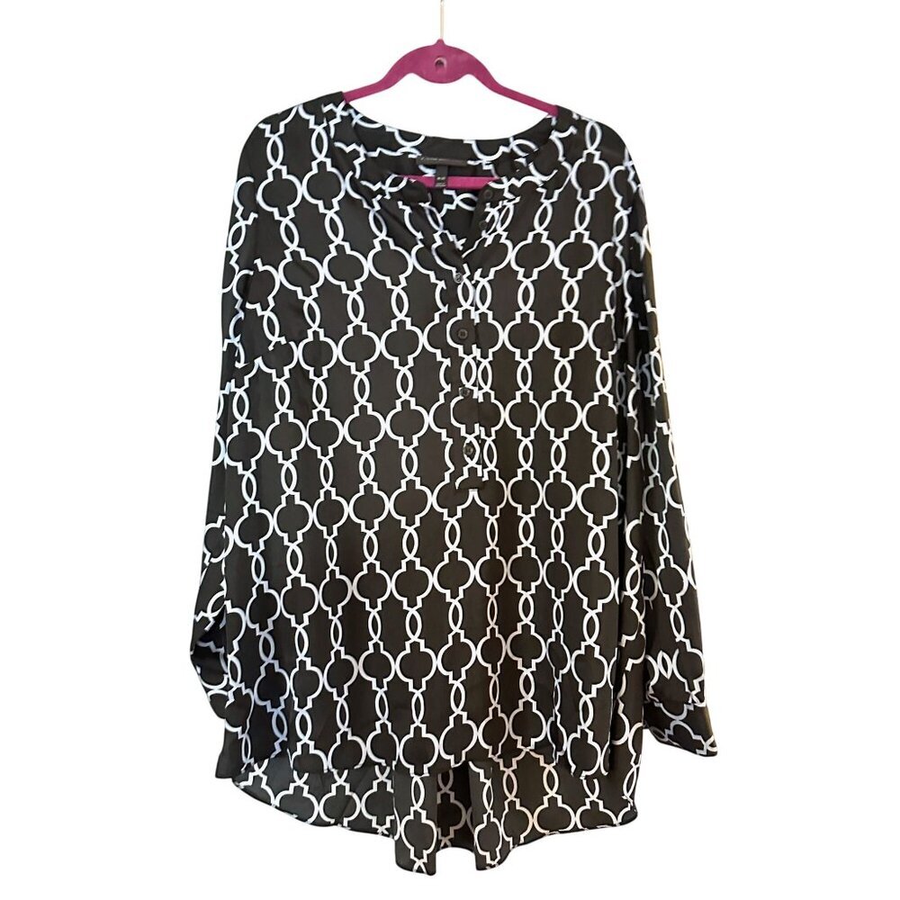 Lane Bryant Womens Top Tunic Blouse Size 18 20 Dark Blue & Light Blue Silky